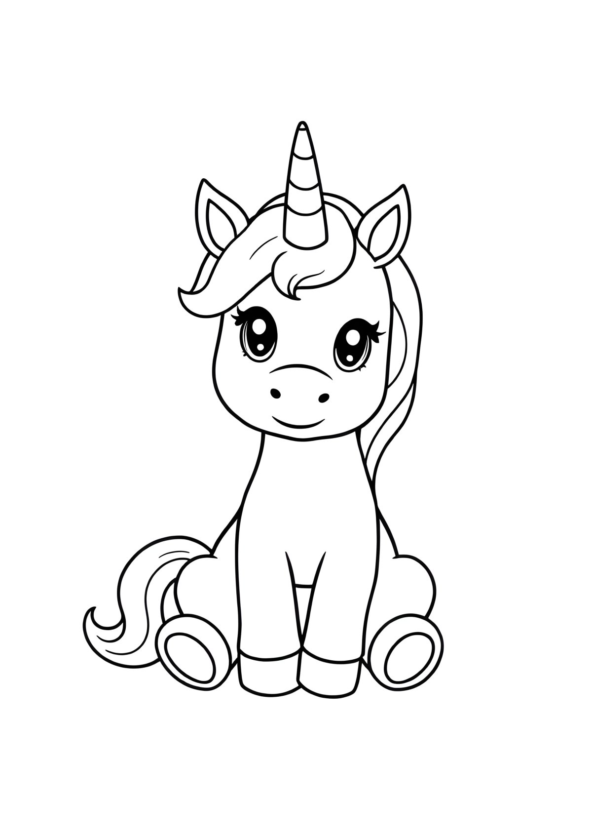 Baby Cute Easy Unicorn Coloring Page coloring page for kids