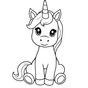 Baby Cute Easy Unicorn Coloring Page coloring page for kids