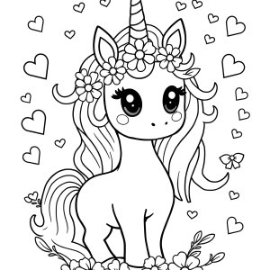 Cute Kawaii Unicorn Coloring Page Ai coloring page for kids