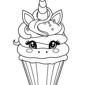 Cute Unicorn Cupcake Coloring Page coloring page for kids