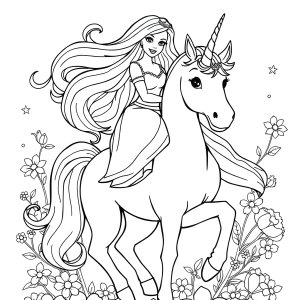 Coloring Page Barbie Unicorn coloring page for kids