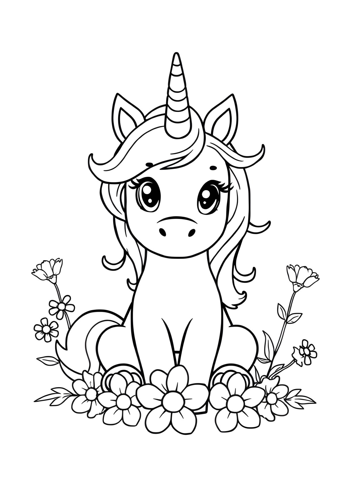 Baby Easy Unicorn Coloring Page coloring page for kids