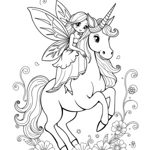 Fairy Unicorn Colouring Page coloring page for kids