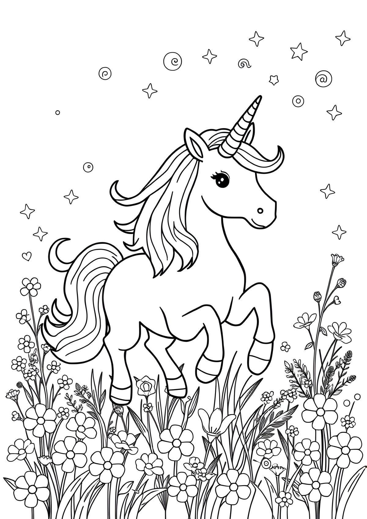 Free Unicorn Coloring Page Pdf coloring page for kids