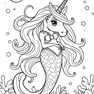 Mermaid Unicorn Barbie Coloring Page coloring page for kids