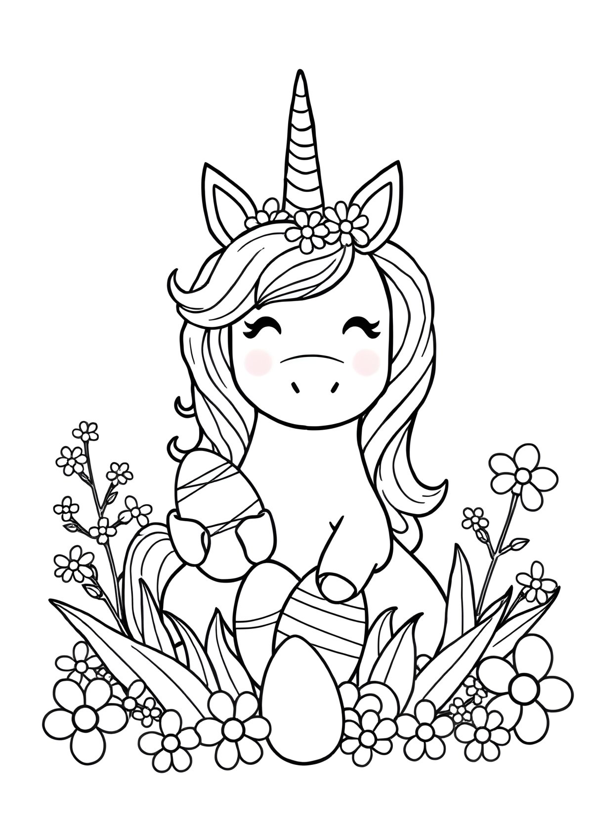 Printable Unicorn Easter Coloring Page coloring page for kids