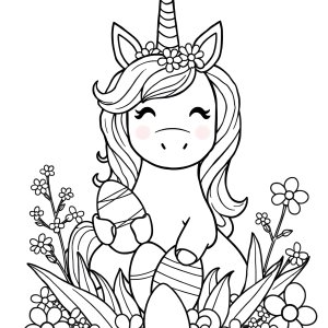Printable Unicorn Easter Coloring Page coloring page for kids