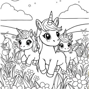Unicorn Puppies Coloring Page coloring page for kids