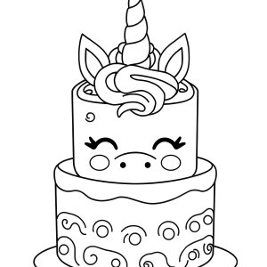 Easy Unicorn Cake Coloring Page coloring page for kids