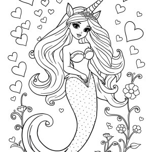Princess Mermaid Unicorn Coloring Barbie Coloring Page coloring page for kids