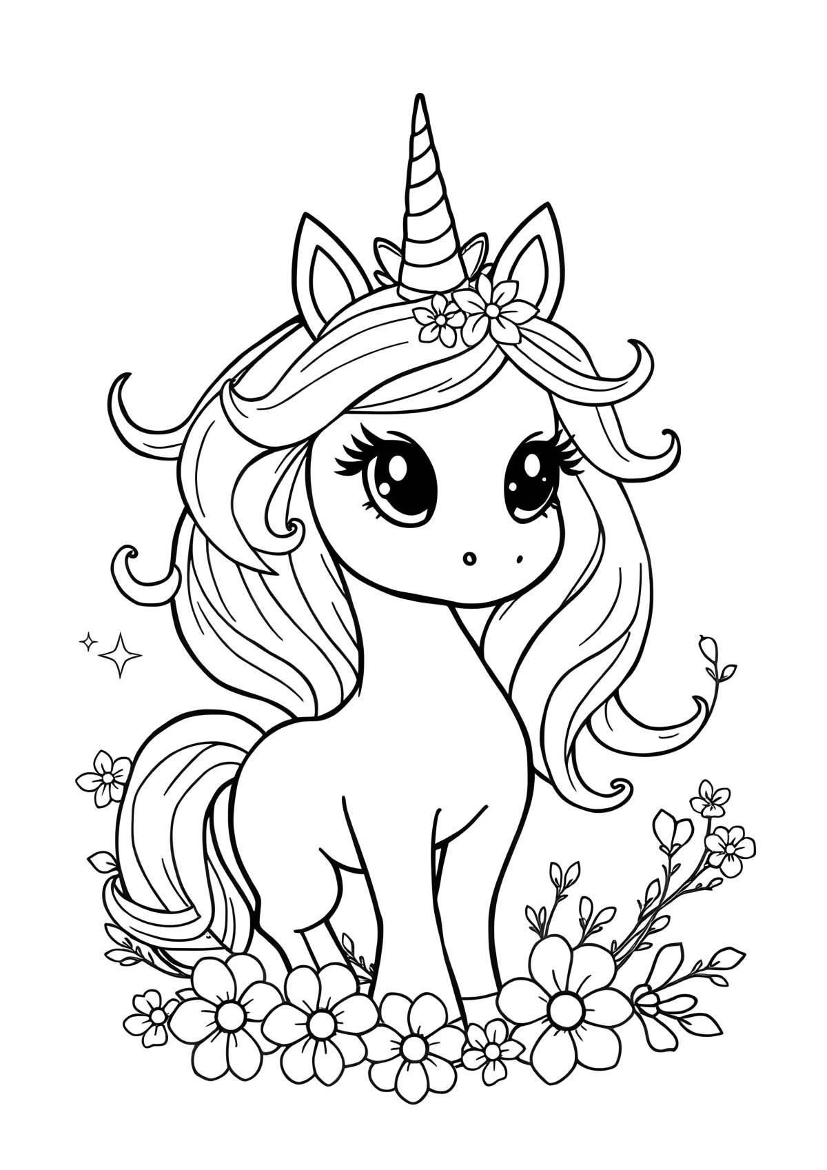 Cute Princess Unicorn Coloring Page coloring page for kids
