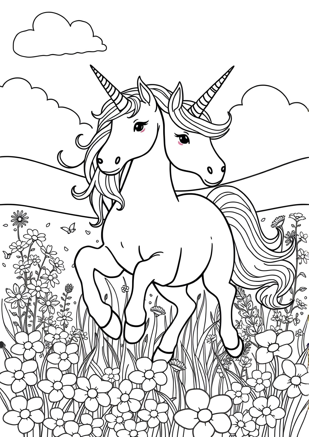 Full Page Printable Unicorn Coloring Page coloring page for kids