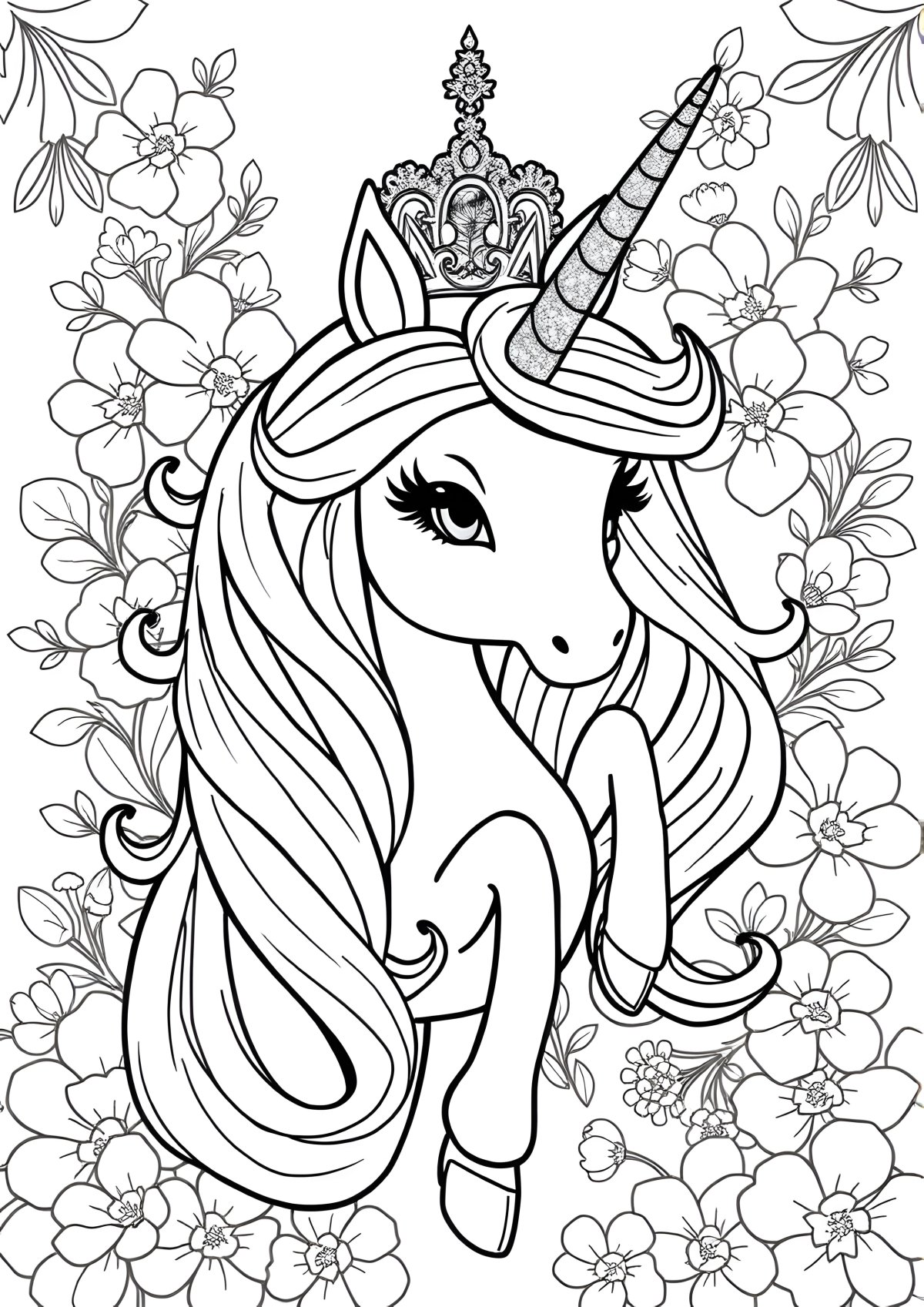 Queen Unicorn Unicorn Barbie Coloring Page coloring page for kids