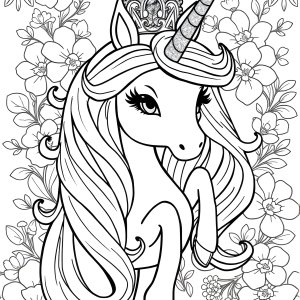 Queen Unicorn Unicorn Barbie Coloring Page coloring page for kids