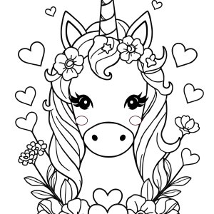 Unicorn Free Printable Valentine Coloring Page coloring page for kids