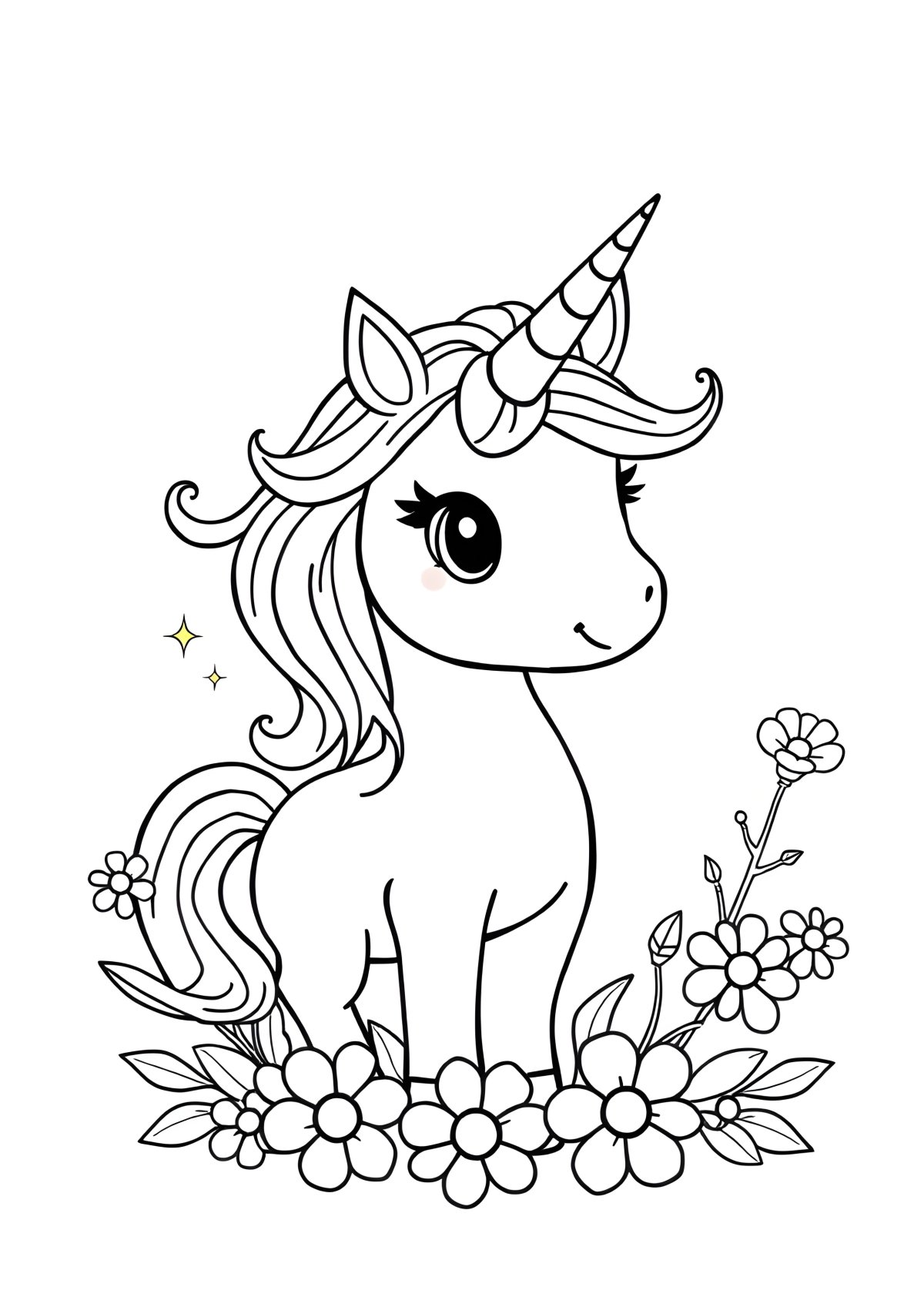 Cute Printable Easy Unicorn Coloring Page coloring page for kids