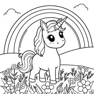 Cute Rainbow Cute Unicorn Coloring Page coloring page for kids