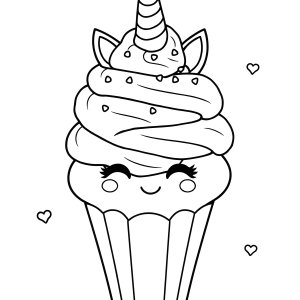 Ice Cream Unicorn Cupcake Coloring Page coloring page for kids