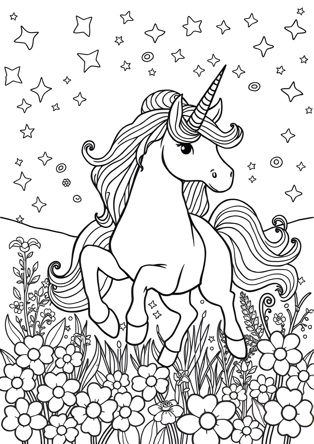 Magical Unicorn Free Printable Unicorn Coloring Page coloring page for kids