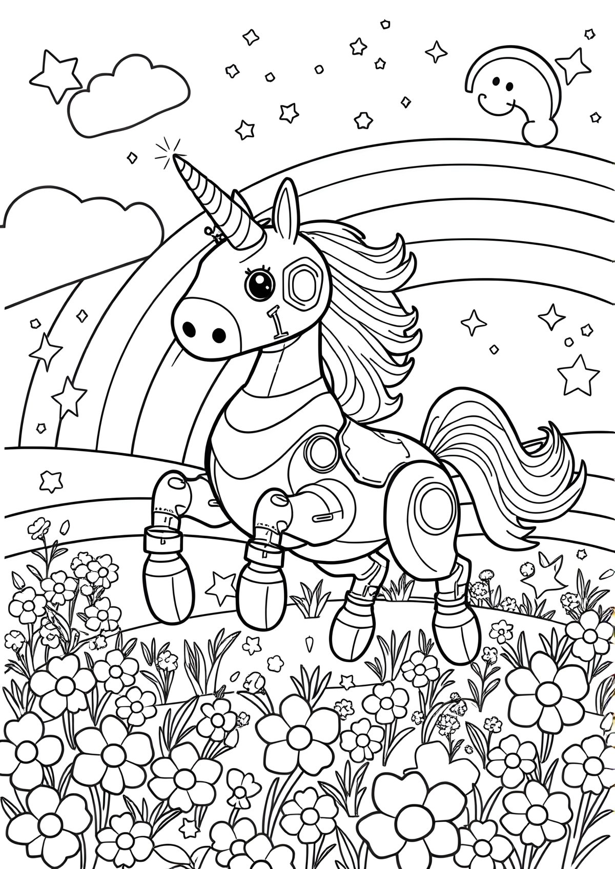 Robot Unicorn Attack Coloring Page coloring page for kids