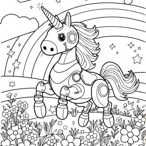 Robot Unicorn Attack Coloring Page coloring page for kids