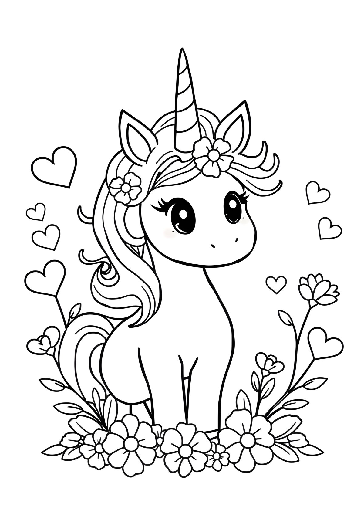 Valentine Coloring Page Unicorn coloring page for kids