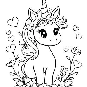 Valentine Coloring Page Unicorn coloring page for kids