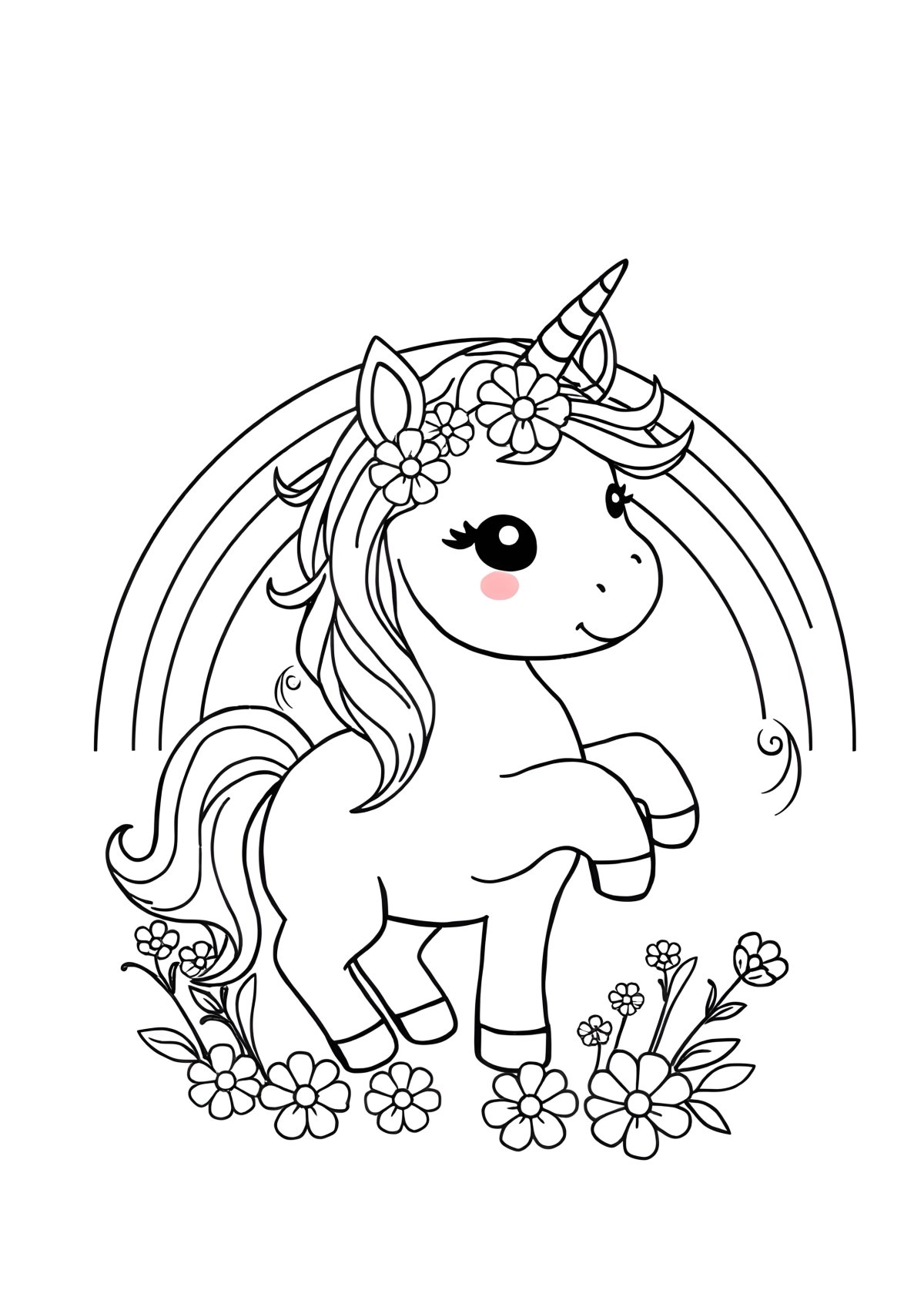 Baby Unicorn Coloring Page Rainbow Unicorn Drawing coloring page for kids