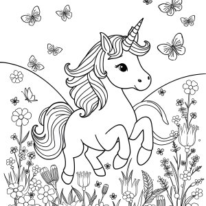 Cute Unicorn Coloring Page Of Animals coloring page for kids