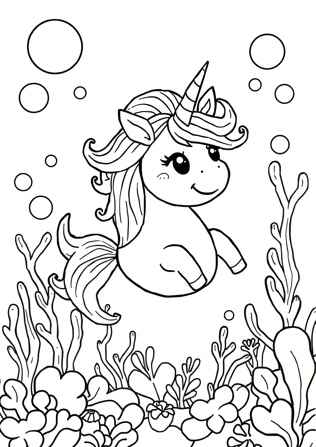 Fish Unicorn Coloring Page coloring page for kids