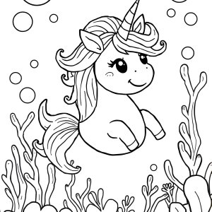 Fish Unicorn Coloring Page coloring page for kids