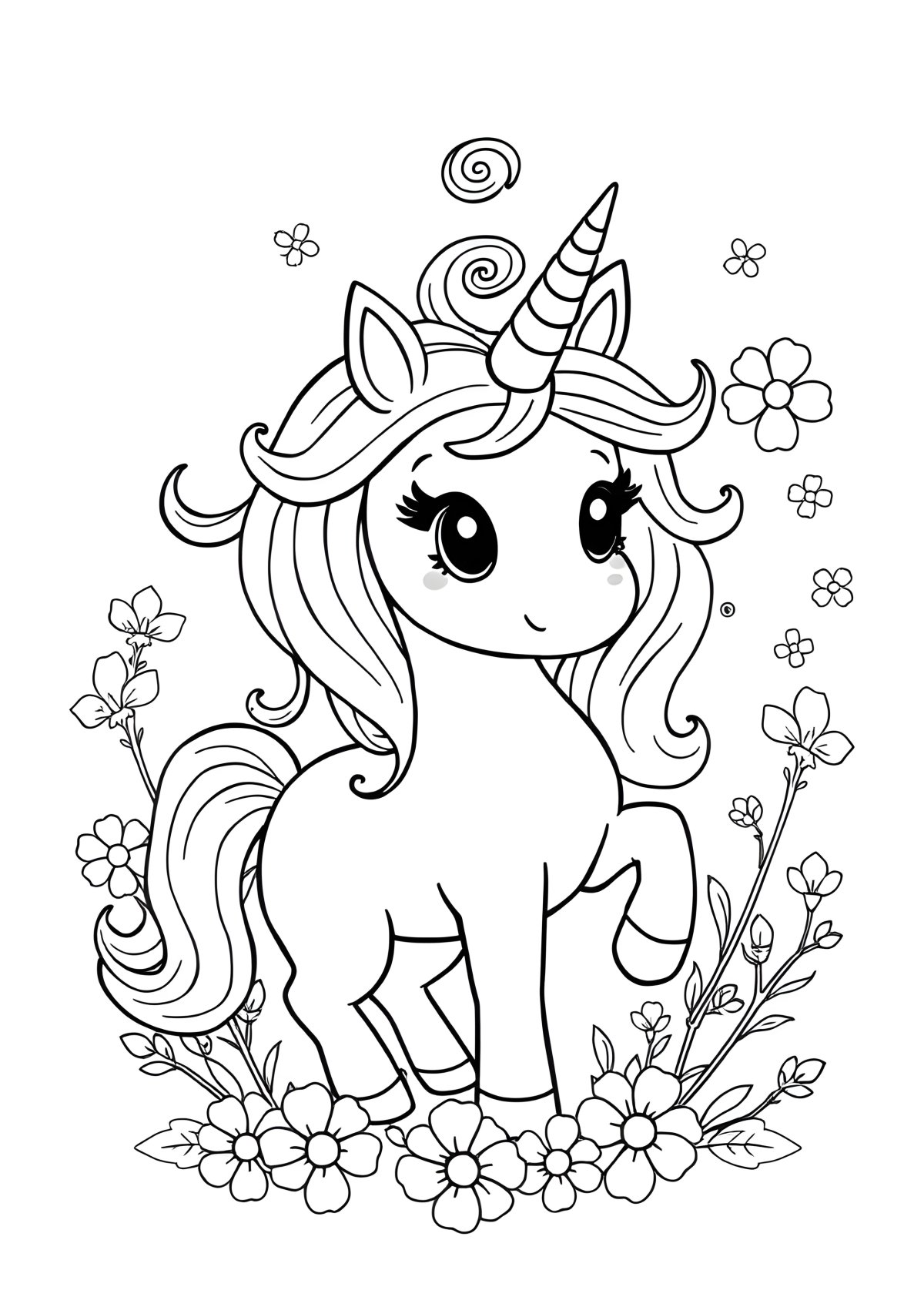 Magical Unicorn Drawing Printable Cute Unicorn Coloring Page coloring page for kids