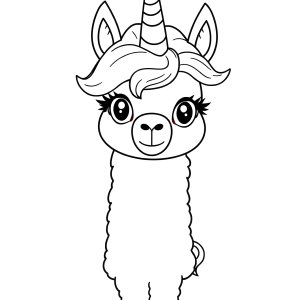 Lama Unicorn Coloring Page coloring page for kids
