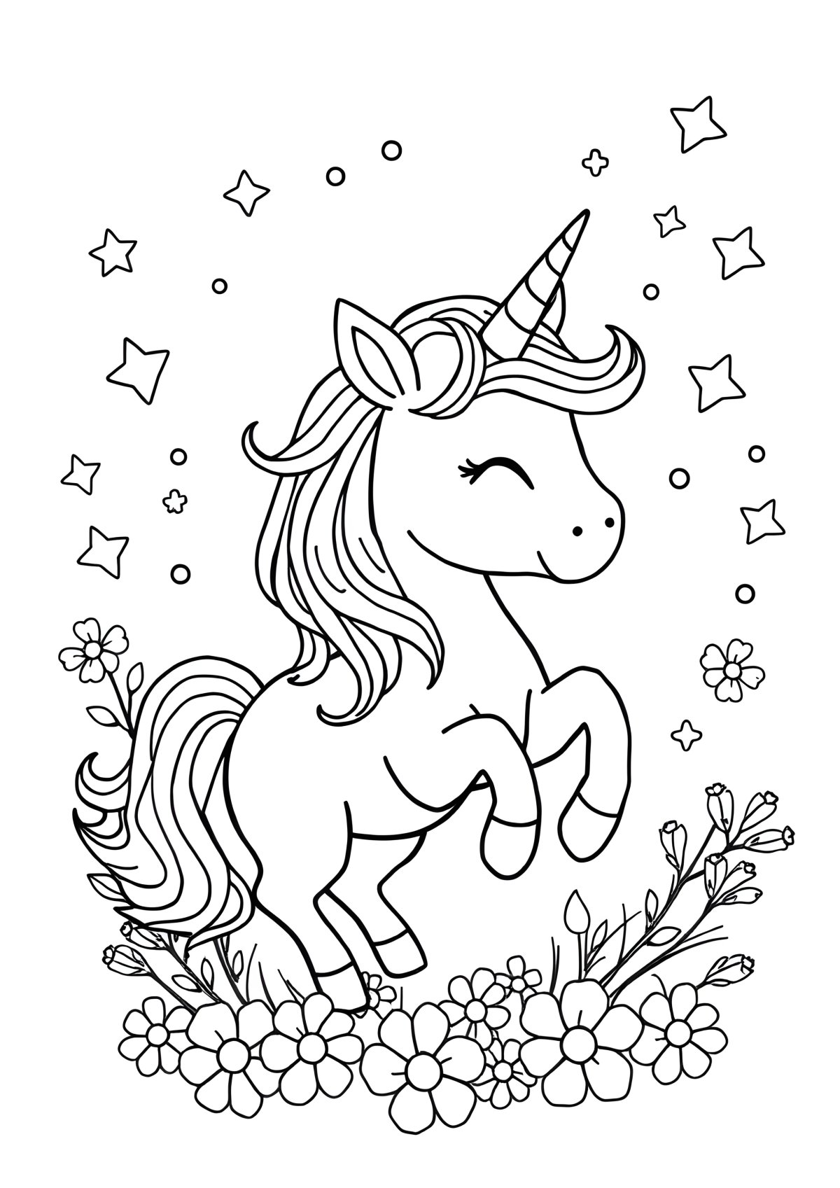 Magical Unicorn Printable Cute Unicorn Coloring Page coloring page for kids