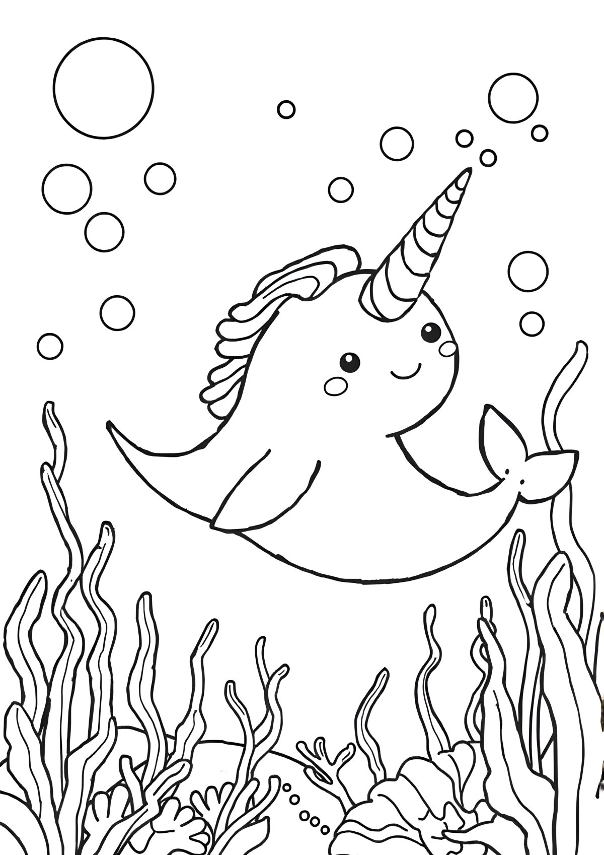Narwhal Unicorn Of The Sea Coloring Page coloring page for kids
