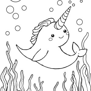 Narwhal Unicorn Of The Sea Coloring Page coloring page for kids