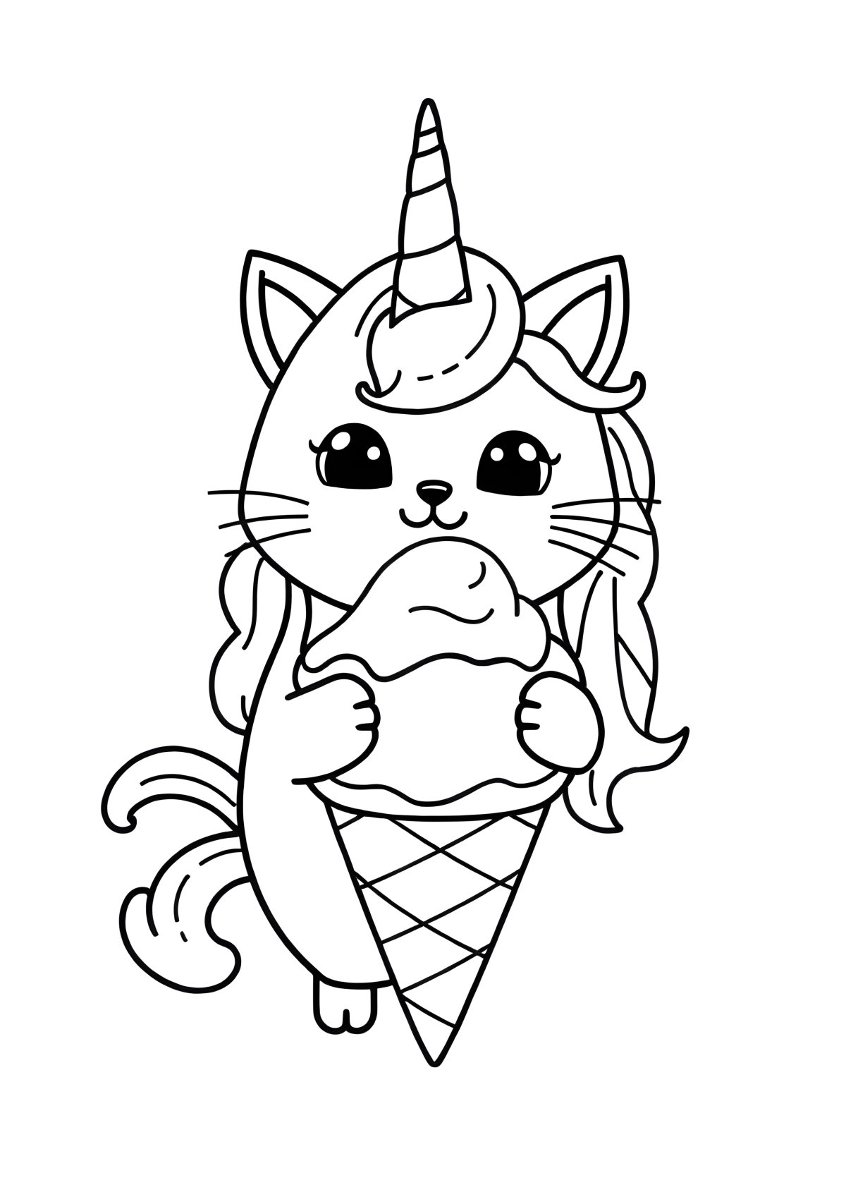 Ice Cream Unicorn Pusheen Coloring Page coloring page for kids