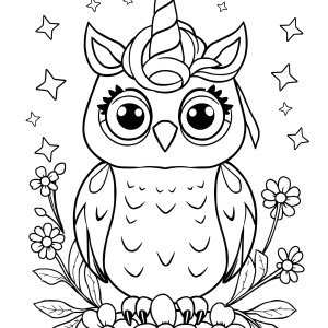 Owl Unicorn Coloring Page coloring page for kids