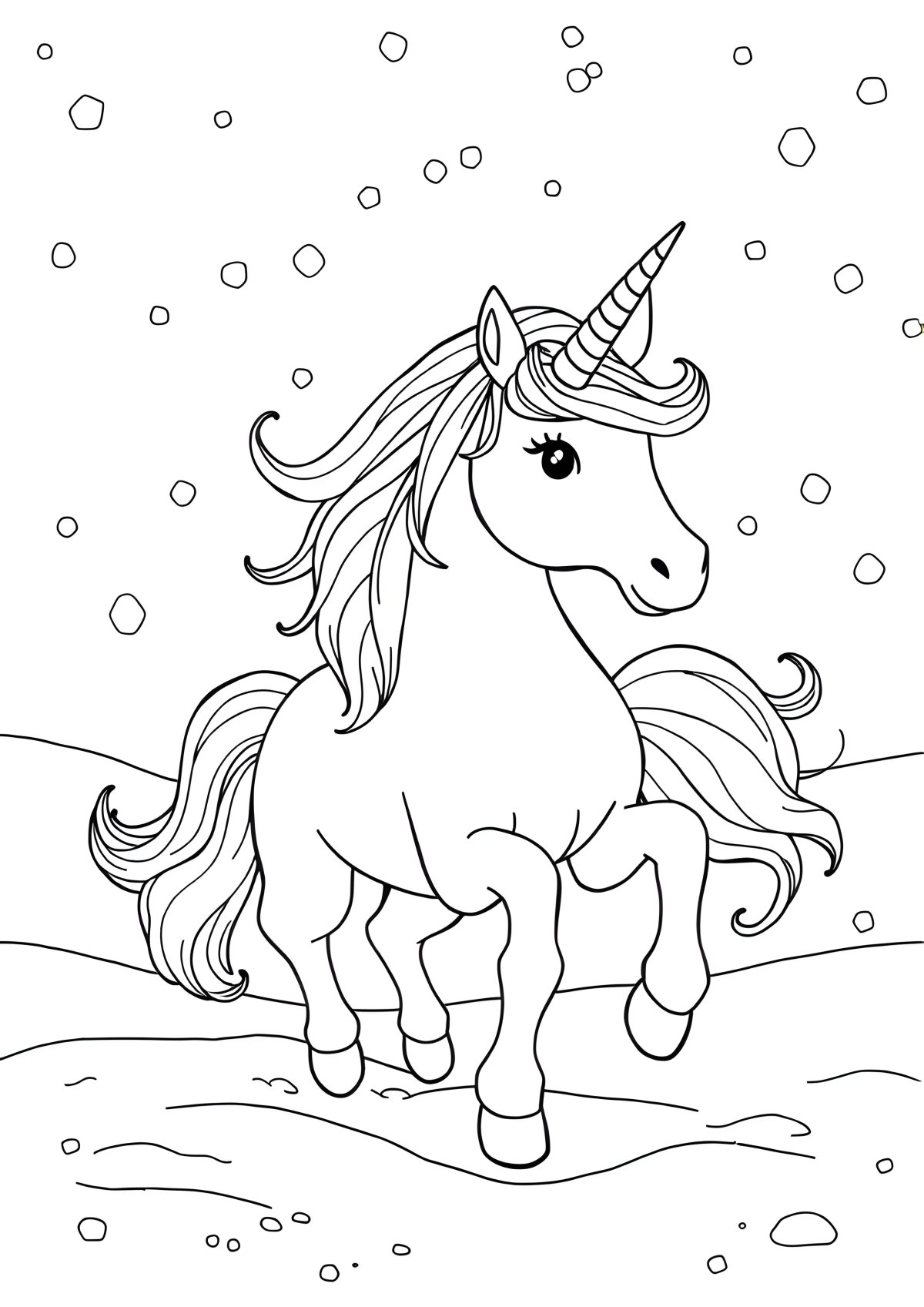 Snow Unicorn Coloring Page coloring page for kids