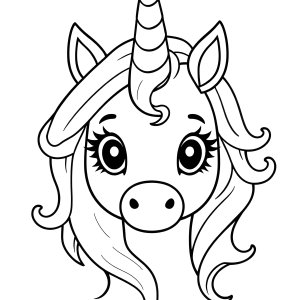 Cute Unicorn Head Coloring Page coloring page for kids