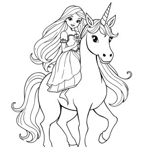 Princess Unicorn Colouring Page coloring page for kids