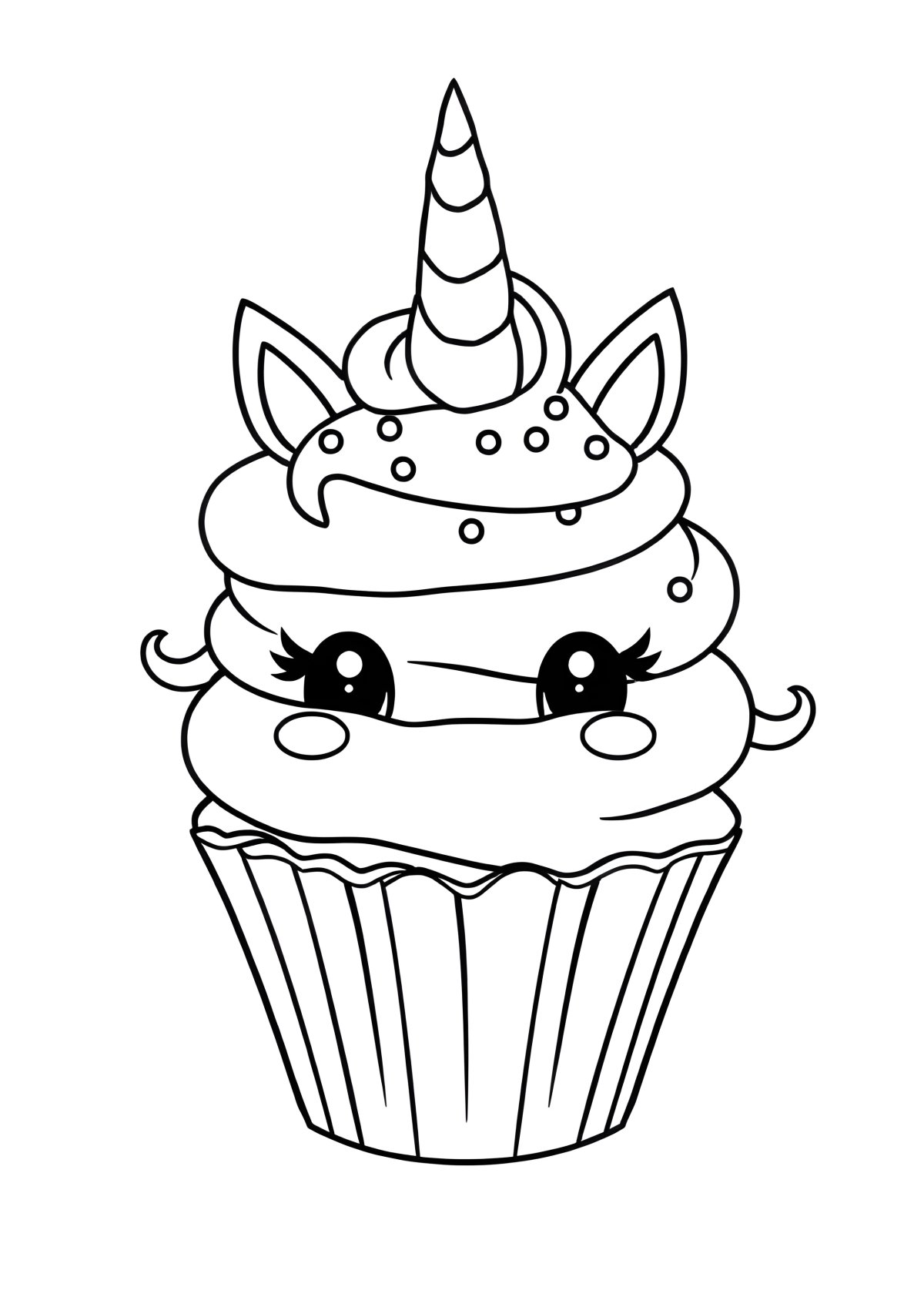 Printable Unicorn Cupcake Coloring Page coloring page for kids