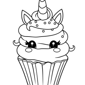 Printable Unicorn Cupcake Coloring Page coloring page for kids