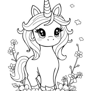 Drawing Cute Kawaii Unicorn Coloring Page coloring page for kids