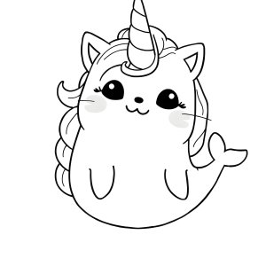 Narwhal Pusheen Cute Kawaii Unicorn Coloring Page coloring page for kids