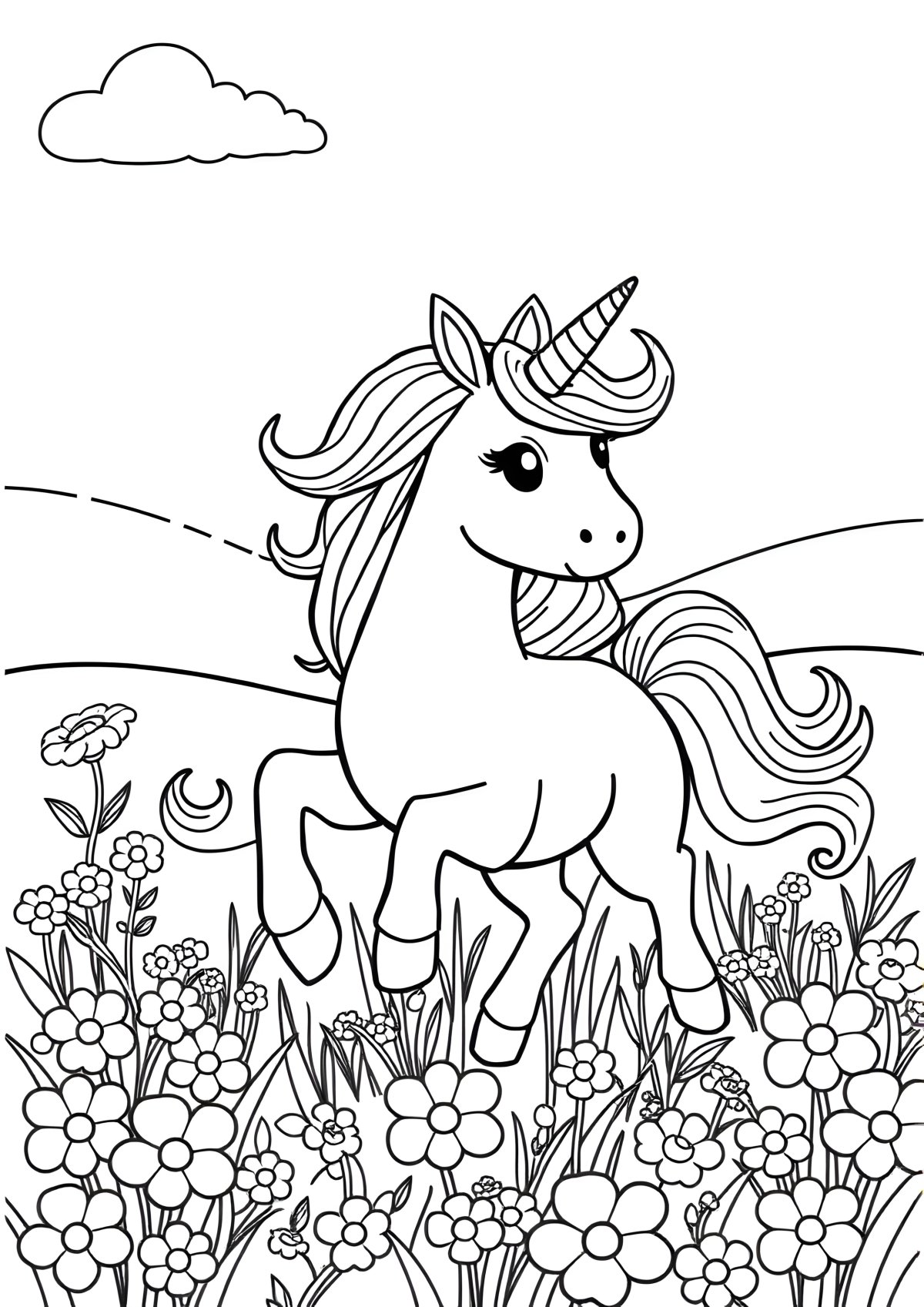Printable Coloring Book Page Unicorn coloring page for kids