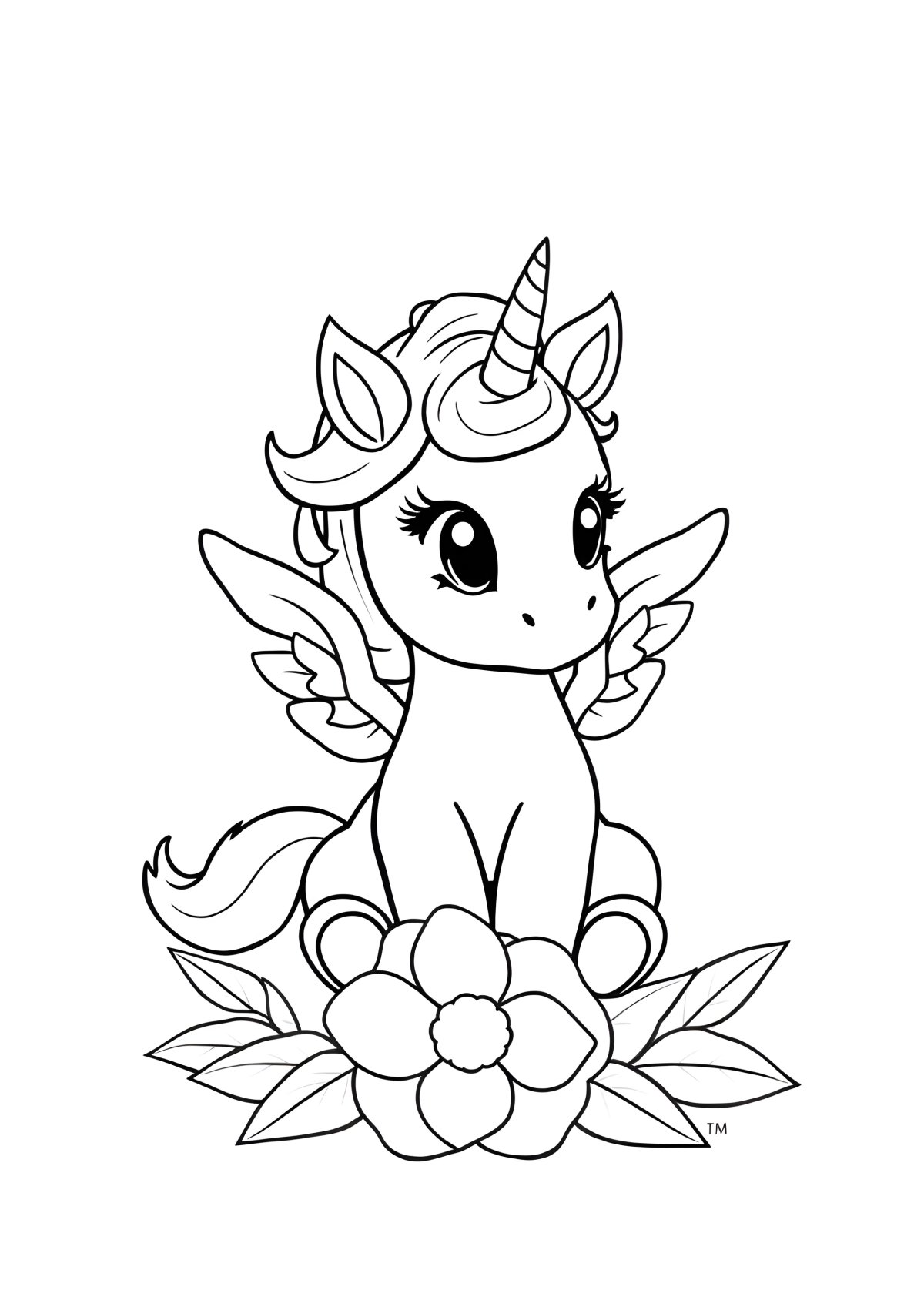 Baby Unicorn With Wings Coloring Page coloring page for kids