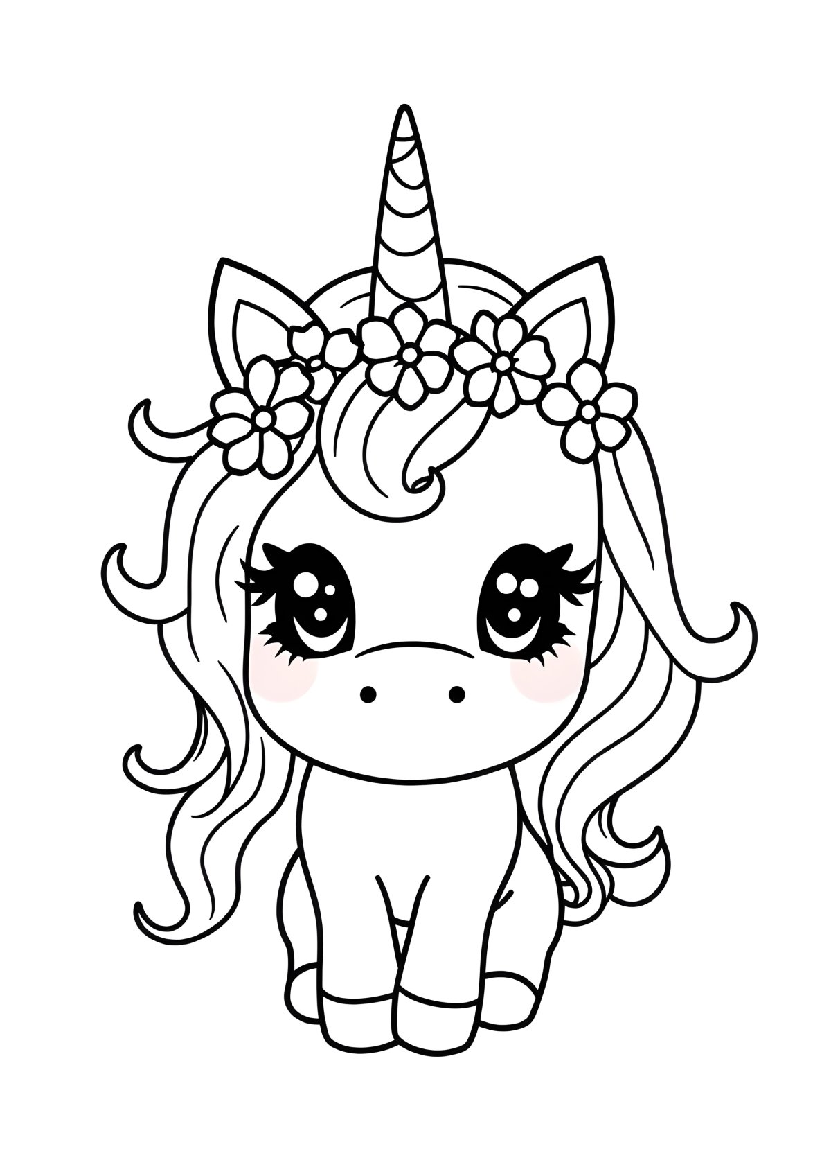 Emoji Cute Kawaii Unicorn Coloring Page coloring page for kids