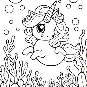 Sea Unicorn Coloring Page coloring page for kids