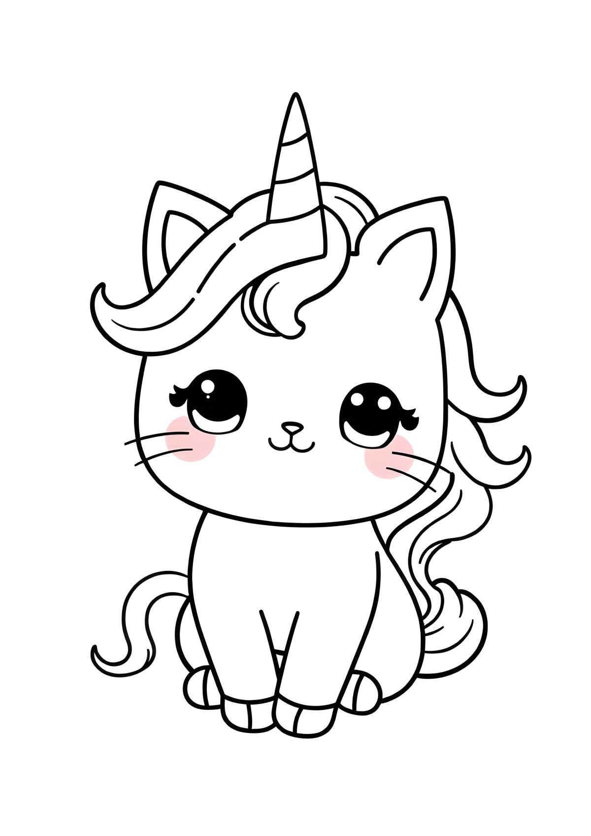 Pusheen Cat Unicorn Cute Kawaii Unicorn Coloring Page coloring page for kids